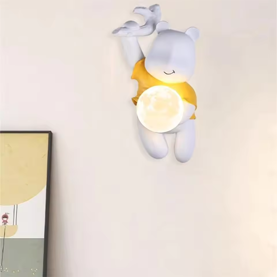 Resin Bear Moon Ball Cartoon Led Wall Light